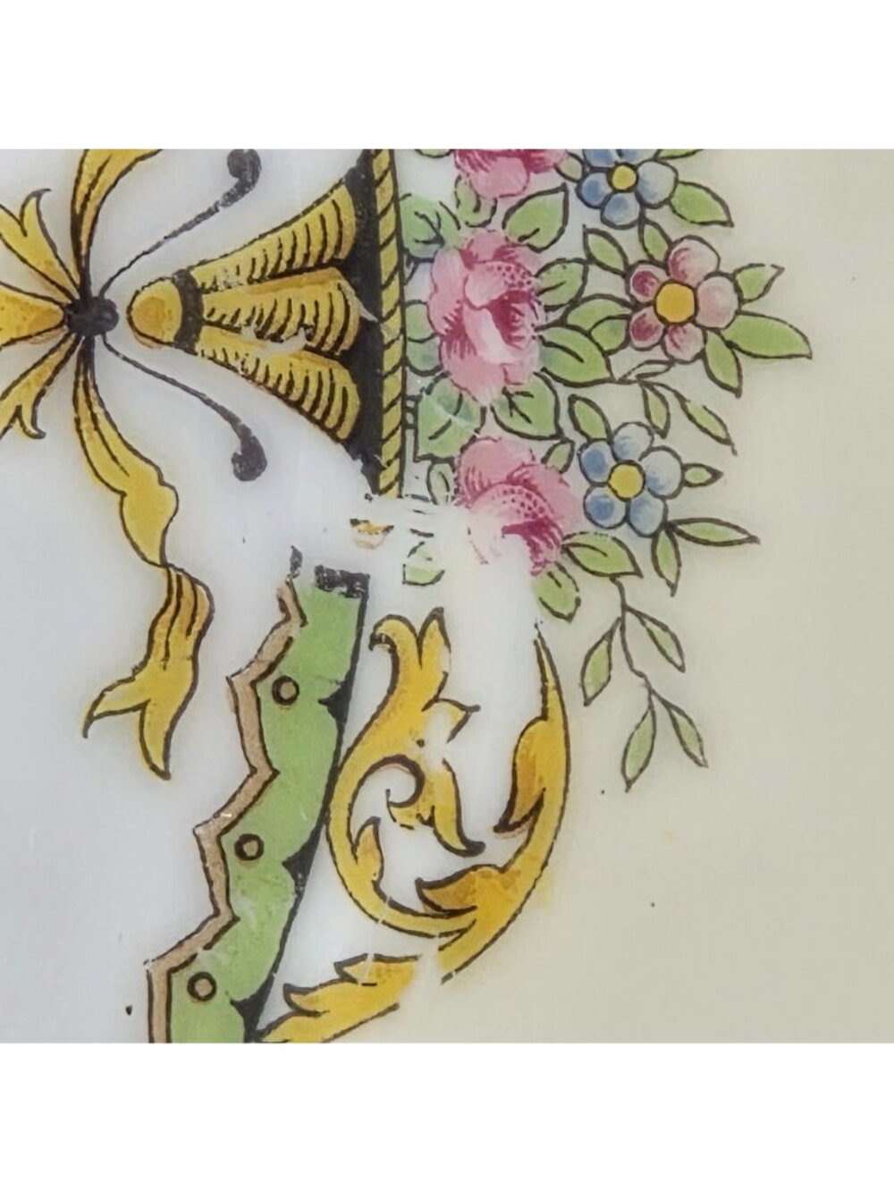 Noritake Penelope Set of 4 Salad Plates Green Border Pink Roses Urn Gold Trim - Picture 5 of 6